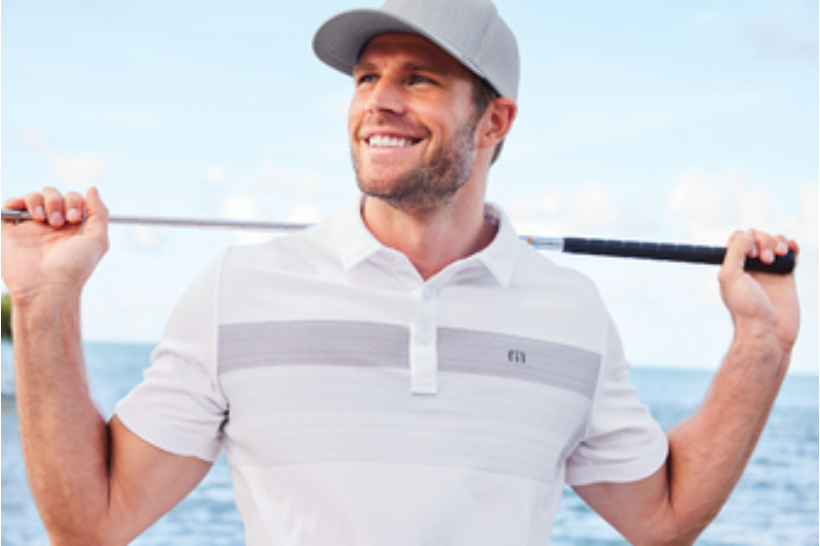 TravisMathew Coastal Chest Stripe Polo - Includes One Location Embroidery