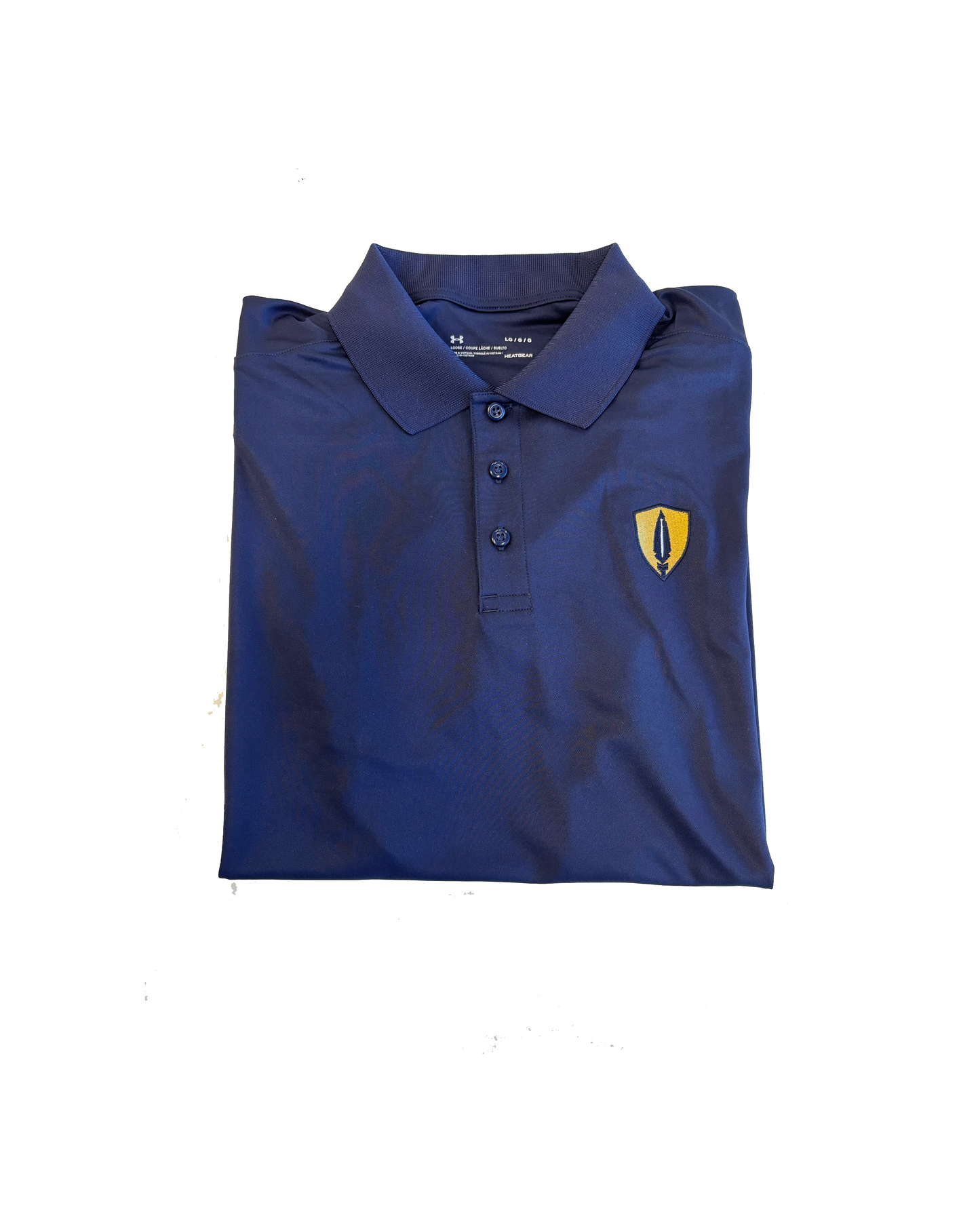 Sage Under Armour Heat Gear Navy Polo - Shield - Large
